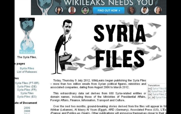 Las evidencias que pone Wikileaks esta ocasión, suman más de dos millones de emails. ESPECIAL  /