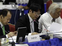 El representante de la delegación japonesa, Kenji Kagawa en la 64º reunión de la CBI. AP  /