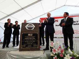 El Presidente Felipe Calderón, durante la instalación de la primera piedra de la nueva planta Nissan. EL UNIVERSAL  /