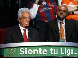 El presidente de la FMF, Justino Compeán  encabezó la presentación de la 'Liga MX y Ascenso MX'. NTX  /