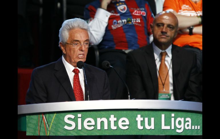 El presidente de la FMF, Justino Compeán  encabezó la presentación de la 'Liga MX y Ascenso MX'. NTX  /