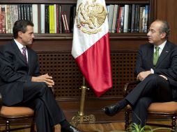 Calderón y Peña Nieto se reunieron en Los Pinos para tratar asuntos de la transmisión de poder, según Presidencia. ARCHIVO  /