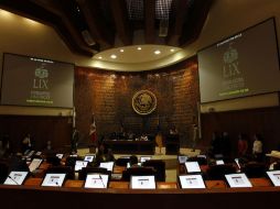 Durante la sesión plenaria del Congreso local que se llevó a cabo esta mañana.  /