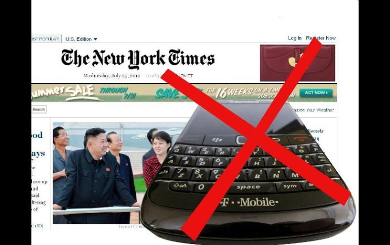 Las aplicaciones previas para Blackberry ya no bajarán noticias del New York Times. ESPECIAL  /