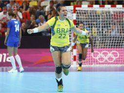 Mayara Moura celebra un tanto contra Croacia. EFE  /