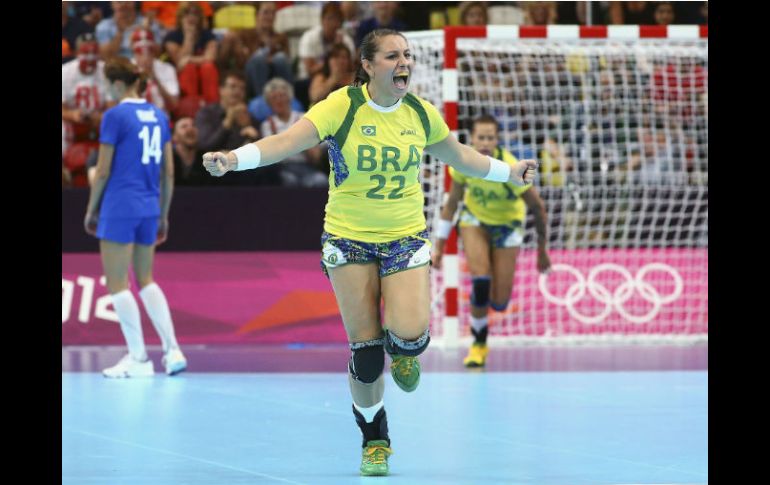 Mayara Moura celebra un tanto contra Croacia. EFE  /