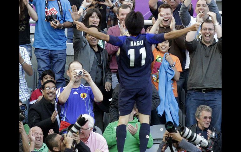 Kensuke Nagai celebra el único gol del partido. AFP  /