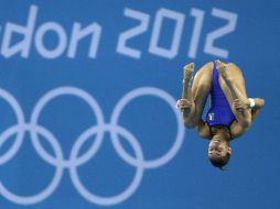 Espinosa durante la prueba de sincronizados 10 metros de plataforma, donde logra la plata al lado de Alejandra Orozco. REUTERS  /