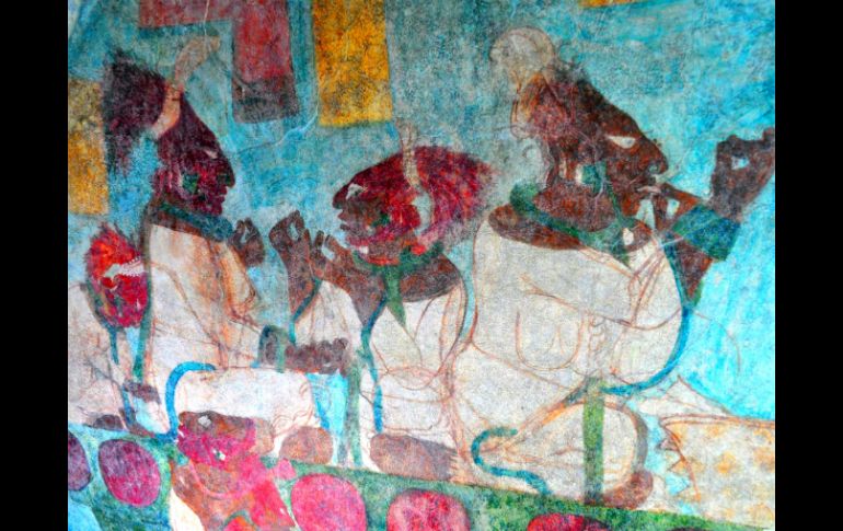 En la imagen, pintura de hace más de 2 mil años, en la zona arqueológica de Bonampak. EL UNIVERSAL  /