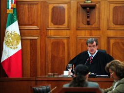 El ministro Sergio Aguirre, durante la Sesión del Pleno de la segunda sala de la Suprema Corte de Justicia de la Nación. NTX  /