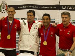 En la imagen, Jorge Chatón Enríquez, Luis Fernando Tena, Marco Fabián y Héctor González Iñárritu. NOTIMEX  /