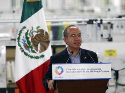 Felipe Calderón, en Durango, destacó la creación de más 50 mil nuevas plazas formales en el mes de julio. NTX  /