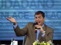 Rafael Correa rechazó lo que consideró amenazas groseras  de Gran Bretaña. AFP  /