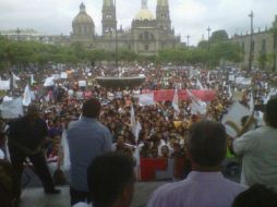 Panorámica de Plaza Liberación durante mitin de los estudiantes.  /