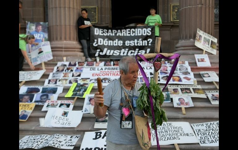 Familiares de desaparecidos protestan hoy en Monterrey. AFP  /