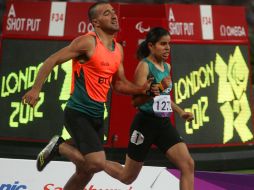 José Fuentes y Daniela Velasco durante la prueba donde la mexicana logró medalla de bronce. CONADE  /