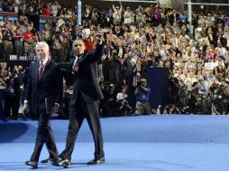 Anoche, el ex presidente Bill Clinton nominó oficialmente al presidente de EU, Barack Obama, como candidato a la reelección. EFE  /