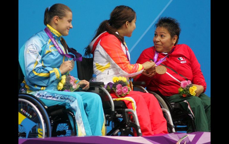 La china Jiangbo Xia, quien ganó la medalla de oro en los 50 metros libres S3 en Londres 2012. CONADE  /