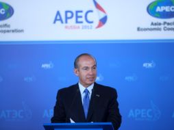 Calderón externó su gratitud a Vázquez Mota durante la conferencia del Centro de Medios de APEC. NTX  /