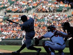 Curtis Granderson (14) fue la bujía en la victoria de los Yankees. AFP  /