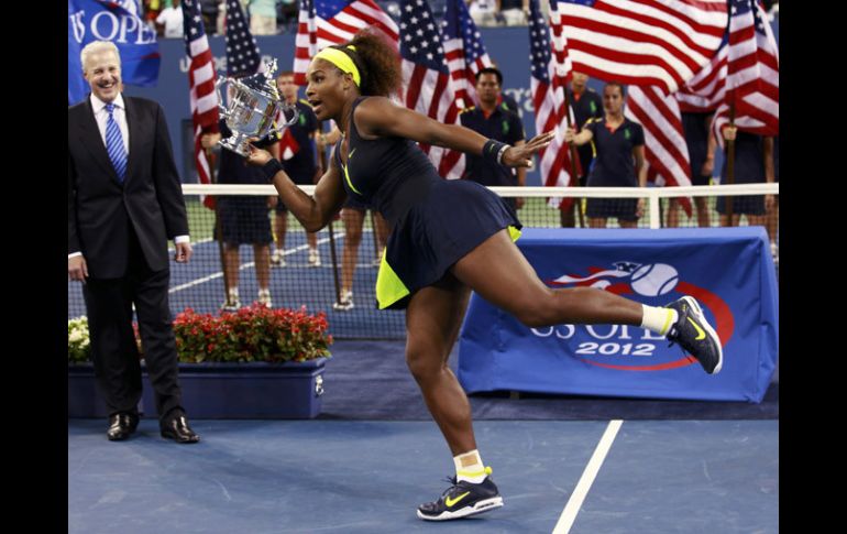 Serena Williams festejo en grande su cuarto título en el abierto de los Estados Unidos. REUTERS  /