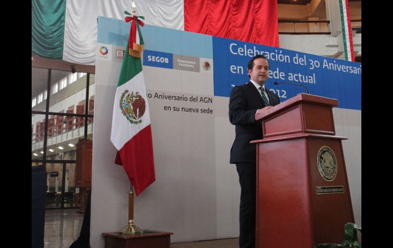 Alejandro Poiré encabezó la ceremonia de Conmemoración del 30 Aniversario del Establecimiento del Archivo General de la Nación. NTX  /