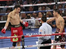 Acción del combate entre Chávez Jr. y 'Maravilla' Martínez en Las Vegas. EFE  /