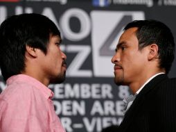 Pacquiao y Márquez durante la presentación oficial de la pelea a realizarse el 8 de diciembre en Las Vegas. REUTERS  /