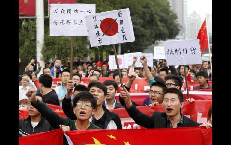 En las calles de Beijing, tienen lugar manifestaciones de marcado carácter antinipón. AFP  /