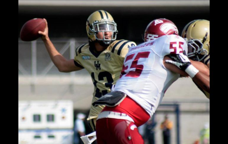 Acción del partido celebrado en Ciudad Universitaria entre Pumas y Águilas en la ONEFA. ESPECIAL  /