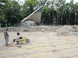 A mediados del mes pasado, éste era el avance de rehabilitación de la Concha Acústica del parque Agua Azul.  /