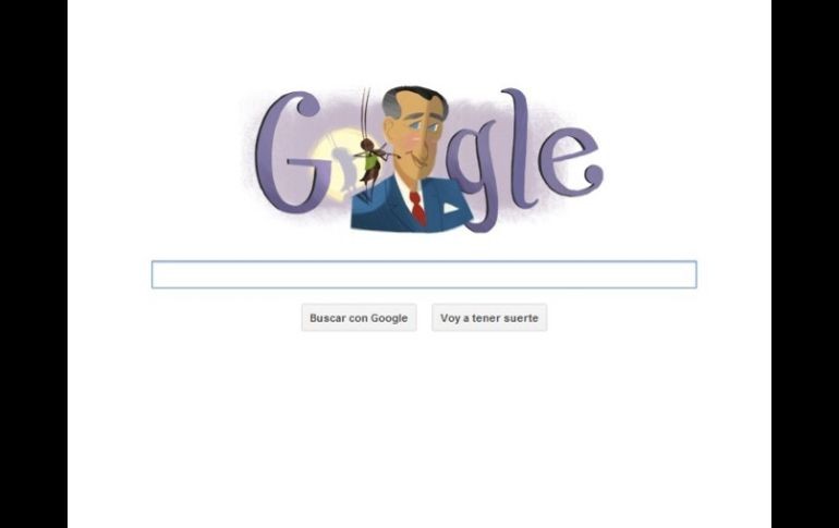 El doodle muestra a Gabilondo Soler, quien en su hombro tiene la emblemática figura de Cri-Cri, el grillito cantor. ESPECIAL  /