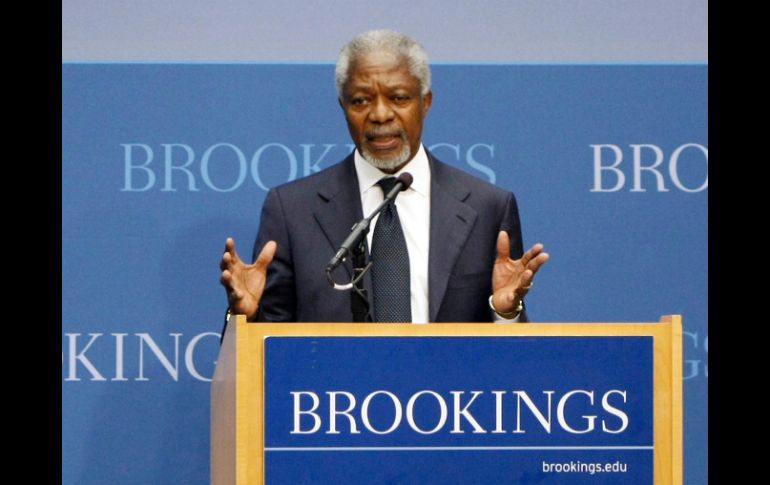 Annan habló en una conferencia en el centro de estudios Brookings de Washington. XINHUA  /