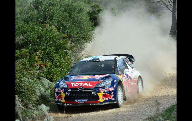 Mikko Hirvonen a bordo del Citroen durante la jornada de hoy. AFP  /