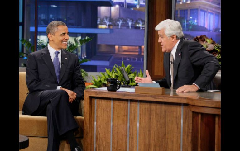 Obama durante la grabación del programa The Tonight Show, presentado por Jay Leno. AP  /