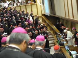 El pontífice pronunció un breve discurso al final de los trabajos de la asamblea del Sínodo de los Obispos. AFP  /