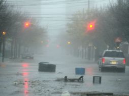 Calle inundada en Atlantic City, Nueva Jersey, . XINHUA  /