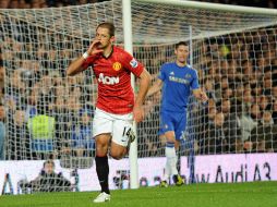 Javier Hernández logra anotar por tercer partido consecutivo con los Red Devils. EFE  /