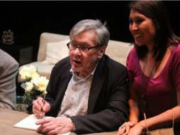 El escritor José Emilio Pacheco durante el homenaje. NTX  /