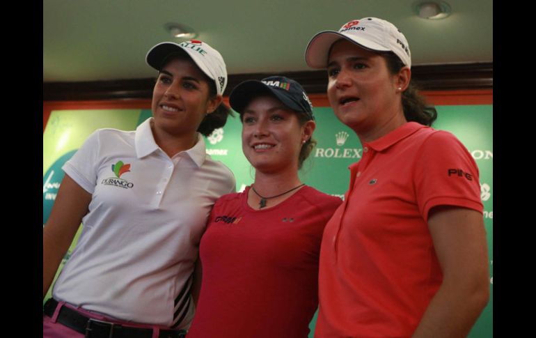 Tanya Dergal, Alejandra Ilaneza y Lorena Ochoa durante conferencia de prensa. MEXSPORT  /