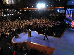 El candidato republicano a la presidencia de EU, Mitt Romney durante su discurso.AP  /