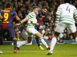 Lionel Messi fue muy marcado por la defensa del Celtic y poco pudo hacer en el partido. REUTERS  /