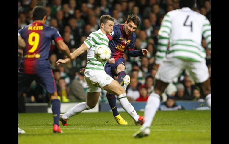 Lionel Messi fue muy marcado por la defensa del Celtic y poco pudo hacer en el partido. REUTERS  /