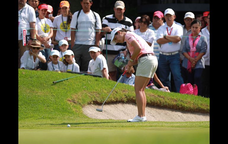 La golfista tapatía Lorena Ochoa durante su participación del sábado en el Guadalajara Country Club.  /