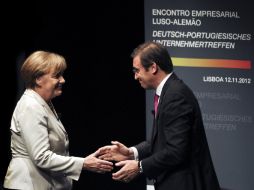 Angela Merkel se reunió con el Primer Ministro portugués, Pedro Passos Coelho. AFP  /