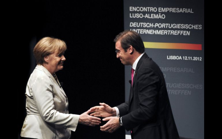 Angela Merkel se reunió con el Primer Ministro portugués, Pedro Passos Coelho. AFP  /