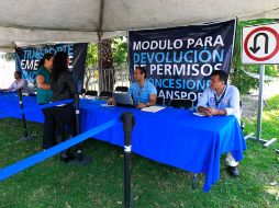 Módulo instalado afuera de la Secretaría de Vialidad y Transporte.  /