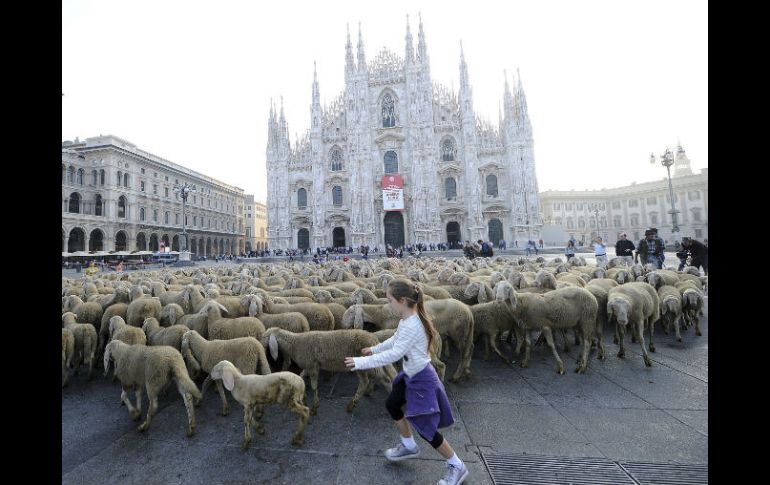 Las vistosas agujas de la catedral del duomo de Milán, italia, claman por una reconstrucción. EFE  /