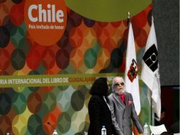 Consuelo Sáizar y Fernando del Paso, durante la ceremonia de inuguración de la FIL 2012. AFP  /