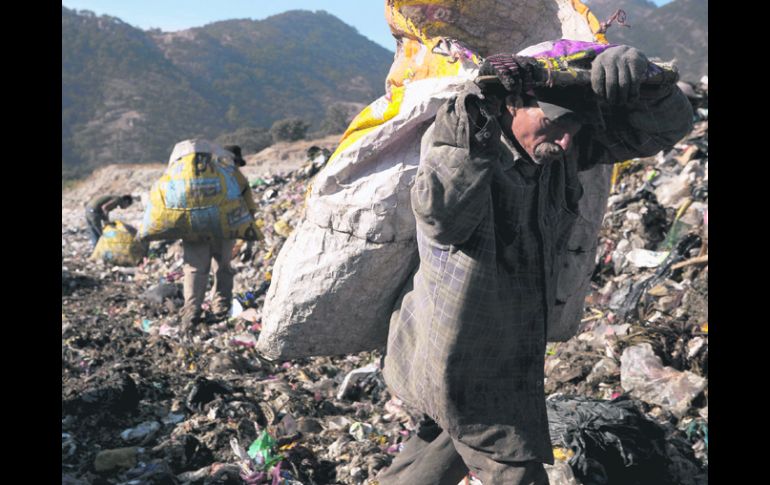 Picachos. Pepenadores separan la basura en el interior del vertedero.  /